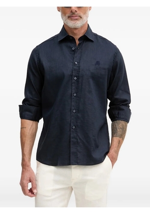 Karl Lagerfeld embroidered-logo button-down linen shirt - Blue