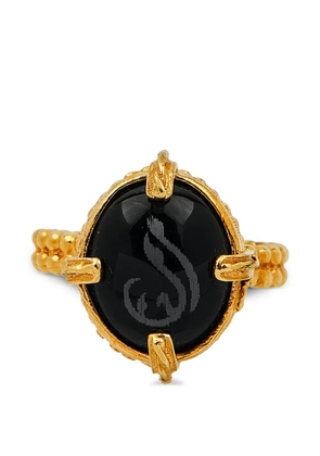 Gem Kingdom engraved onyx ring - Gold