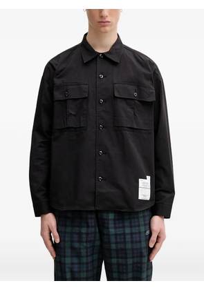 Neighborhood logo-patch flap-pocket shirt - Black