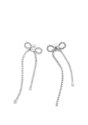 Self-Portrait crystal bow earrings - Silver