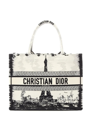 Christian Dior Pre-Owned 2000-2026 Medium Embroidered Canvas Eiffel Tower Book tote bag - White