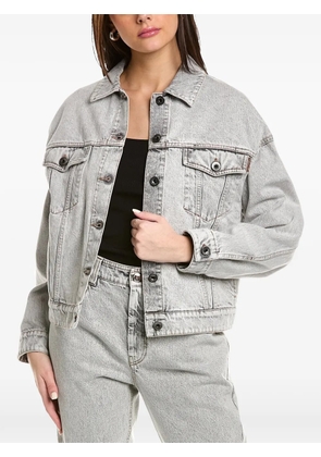 Brunello Cucinelli acid-wash panelled denim jacket - Grey
