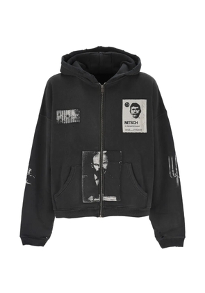 Enfants Riches Déprimés patchwork-print zip-up hoodie - Black
