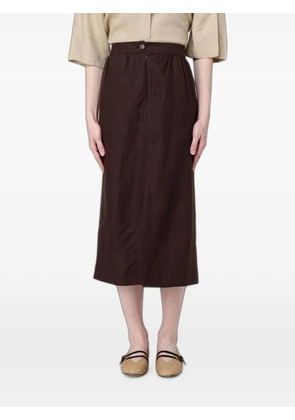 Colmar high-waisted linen midi skirt - Brown