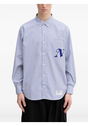 Neighborhood striped-print logo-embroidered shirt - Blue