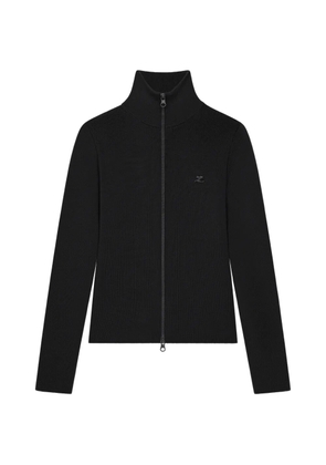 Courrèges logo-patch zipped sweater - Black