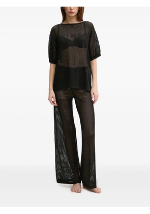 TWINSET wide-leg mesh beach trousers - Black