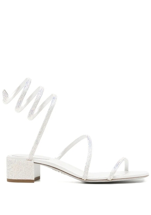 René Caovilla crystal embellished strappy sandals - White