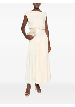 Abadia Gwen pleated midi dress - Neutrals