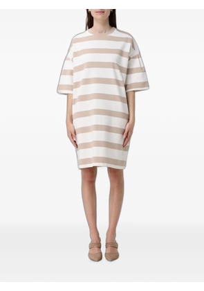 Max Mara midi striped short-sleeve dress - White
