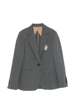 Brunello Cucinelli tailored logo-patch jacket - Grey