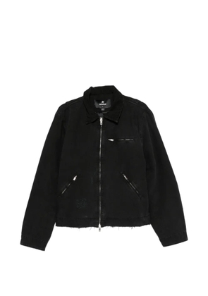 Represent corduroy-collar frayed-edges jacket - Black