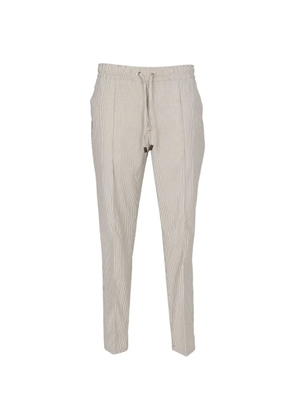 Isaia vertical-stripe drawstring trousers - Neutrals