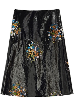 Jil Sander floral-print midi skirt - Black