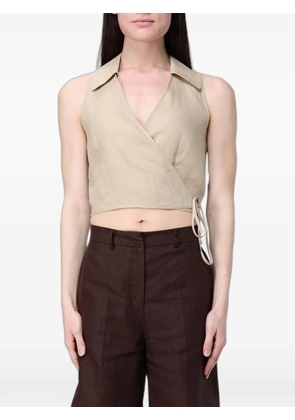 Colmar cropped wrap-style top - Neutrals