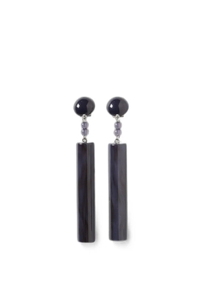 Emporio Armani marbled-effect logo-print earrings - Silver