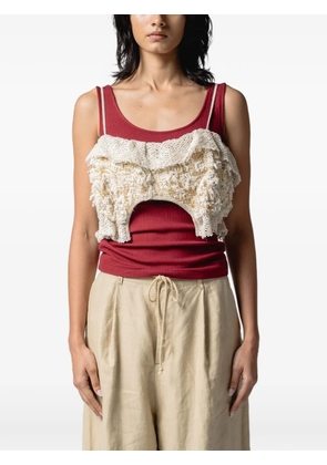 Muller Of Yoshiokubo Filigree ruffled crop top - Neutrals