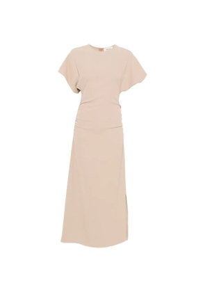 VICOLO ruched-detail midi dress - Neutrals