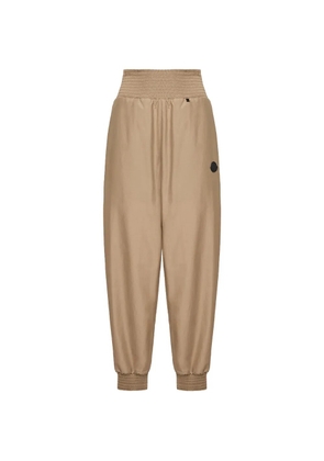 Moncler logo-patch smocked-waist track pants - Neutrals