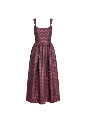 Markarian Apple floral-stripe corset midi dress - Red