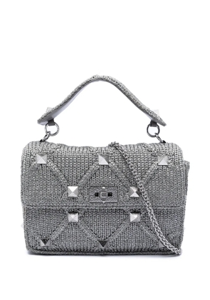 Valentino Garavani Pre-Owned 2018-2025 Large Metallic Knit Roman Stud satchel - Silver