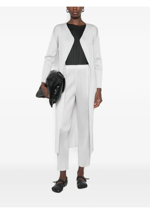 Pleats Please Issey Miyake open-front long-length cardigan - Grey