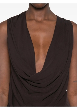 TOM FORD draped plunging-neck midi dress - Brown