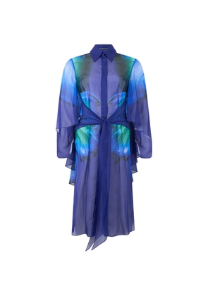 Alberta Ferretti silk long-sleeve midi dress - Blue