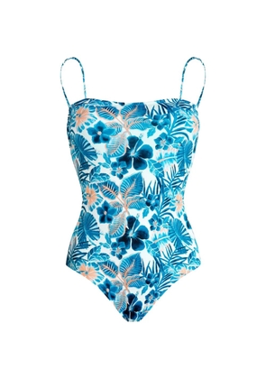 Vilebrequin Facette floral-print bustier one-piece swimsuit - White