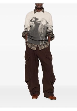 Moschino sheep-print crewneck sweater - Neutrals