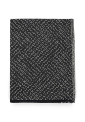 Emporio Armani logo-jacquard frayed scarf - Grey