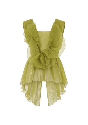 Alberta Ferretti bow-detail pleated top - Green