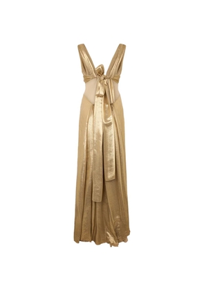 Alberta Ferretti knot-detail sleeveless maxi dress - Gold