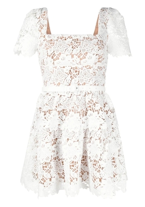 Self-Portrait belted guipure-laced minidress - White