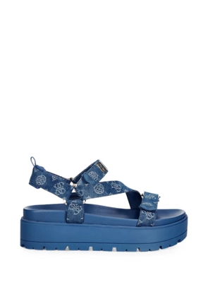 GUESS USA monogram-print platform sandals - Blue