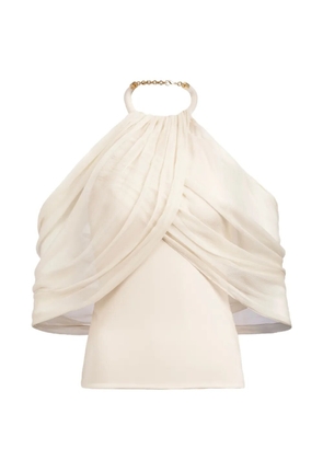 Silvia Tcherassi Clio halterneck draped blouse - Neutrals