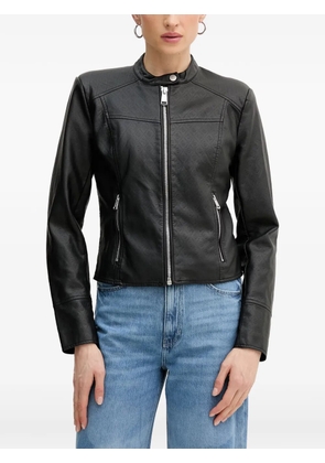 GUESS USA monogram-embossed zip-up jacket - Black