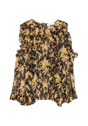 Ulla Johnson Sabra floral-print ruffled top - Black