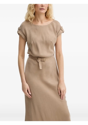 GUESS USA belted button-detail midi dress - Neutrals