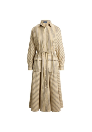 Polo Ralph Lauren striped drawstring-waist shirt dress - Neutrals