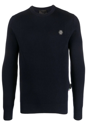 Philipp Plein Skull&Bones merino knit jumper - Blue