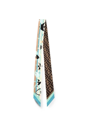 FENDI Wrappy fish-print silk scarf - Blue