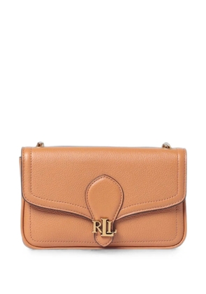 Lauren Ralph Lauren logo-plaque grained shoulder bag - Brown