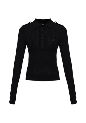 Courrèges rib-knit logo-detail polo shirt - Black