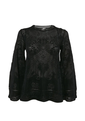 Missoni Pre-Owned floral-knit crew neck top - Black