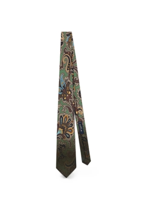 ETRO silk tie with floral Paisley motif - Green
