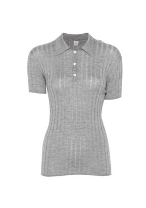 TOTEME ribbed-knit short-sleeves polo top - Grey