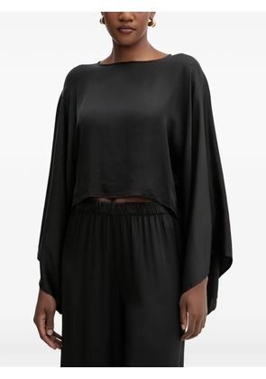 Haveone satin cape-sleeve cropped blouse - Black