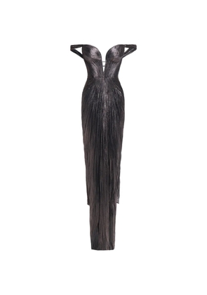 Maria Lucia Hohan off-shoulder pleated maxi dress - Brown
