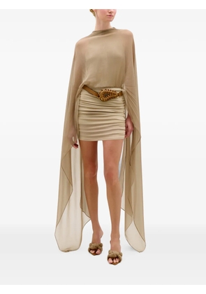 Silvia Tcherassi Kedar cape-overlay ruched mini dress - Neutrals